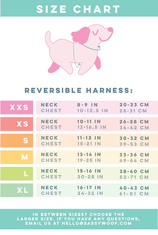 Sassy Woof Reversible Harness Size Chart