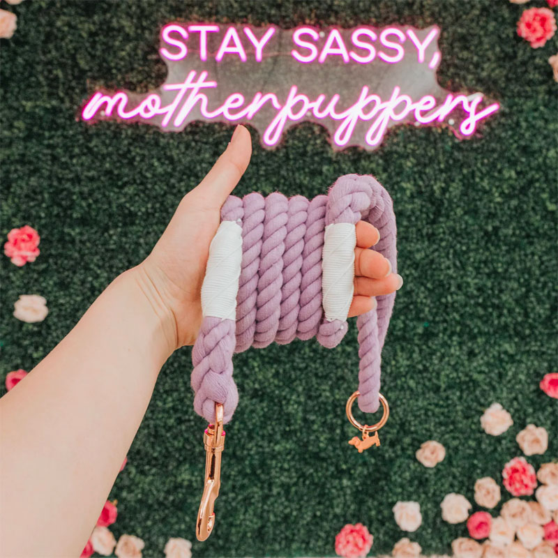 Sassy Woof Rope Leash - Lavender