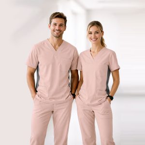 HITO SCRUBS LZM1 - Peach Top with Black Side Panel