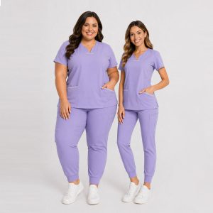 HITO SCRUBS ND2 - Purple Top with White Trimming